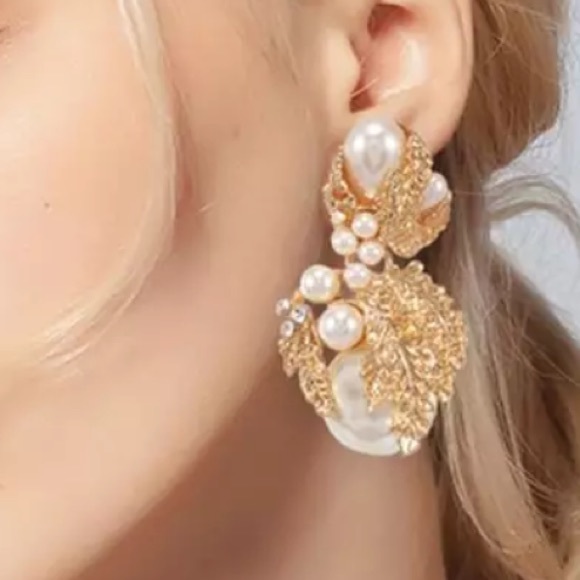 Zara Pearl Embellished Drop Earrings - Picture 2 of 6